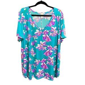 Sew In Love Green Floral Shirt Sleeve Top Size 3X NEW